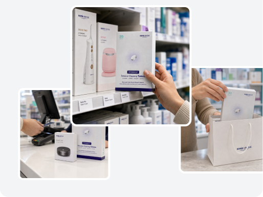 Sonic Dental produits dans les magasins de détail